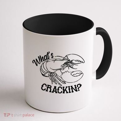 Whats Crackin Funny Lobster Coffee Mug back