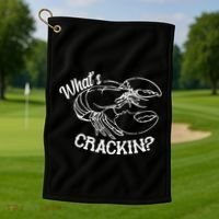 Whats Crackin Funny Lobster Golf Towel thumb 1
