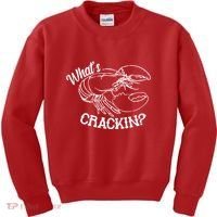 Whats Crackin Funny Lobster Kids Sweatshirt thumb 0
