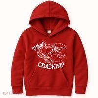Whats Crackin Funny Lobster Kids Hoodie thumb 0