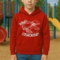 Whats Crackin Funny Lobster Kids Hoodie thumb 2
