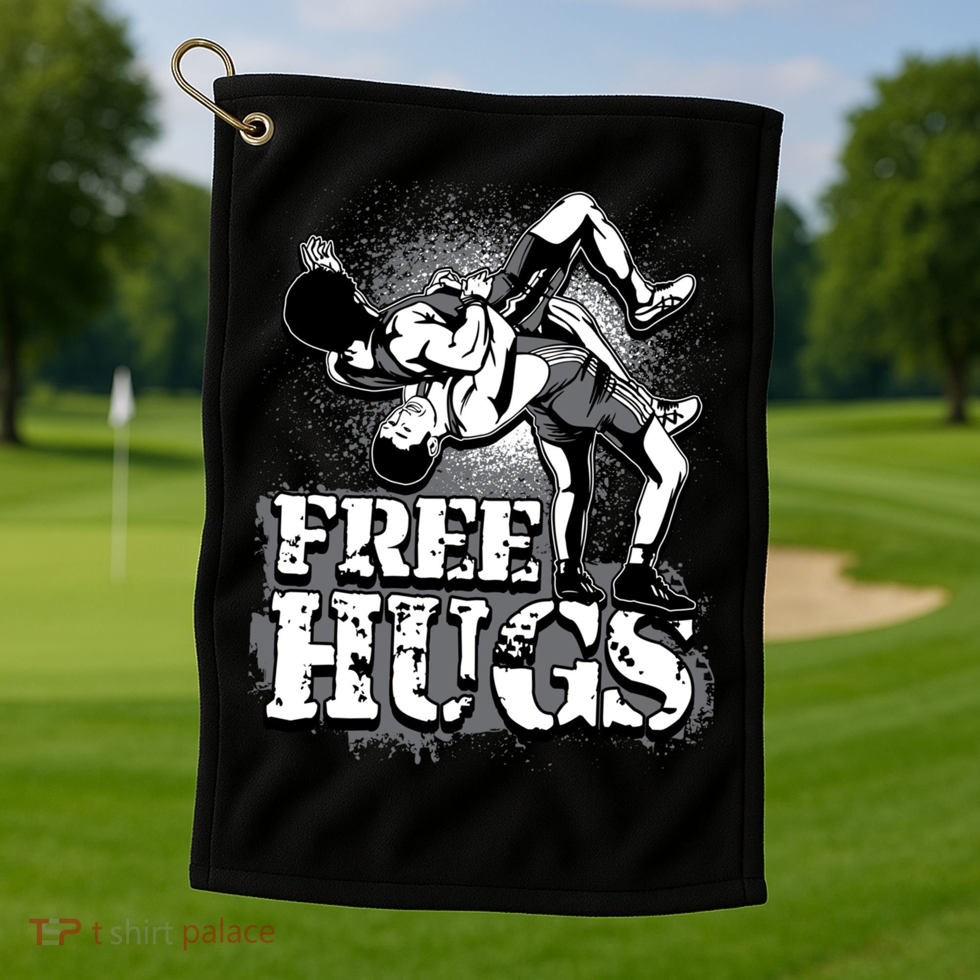 Wrestling Cool Gift Free Hugs Cool Gift Gift Golf Towel