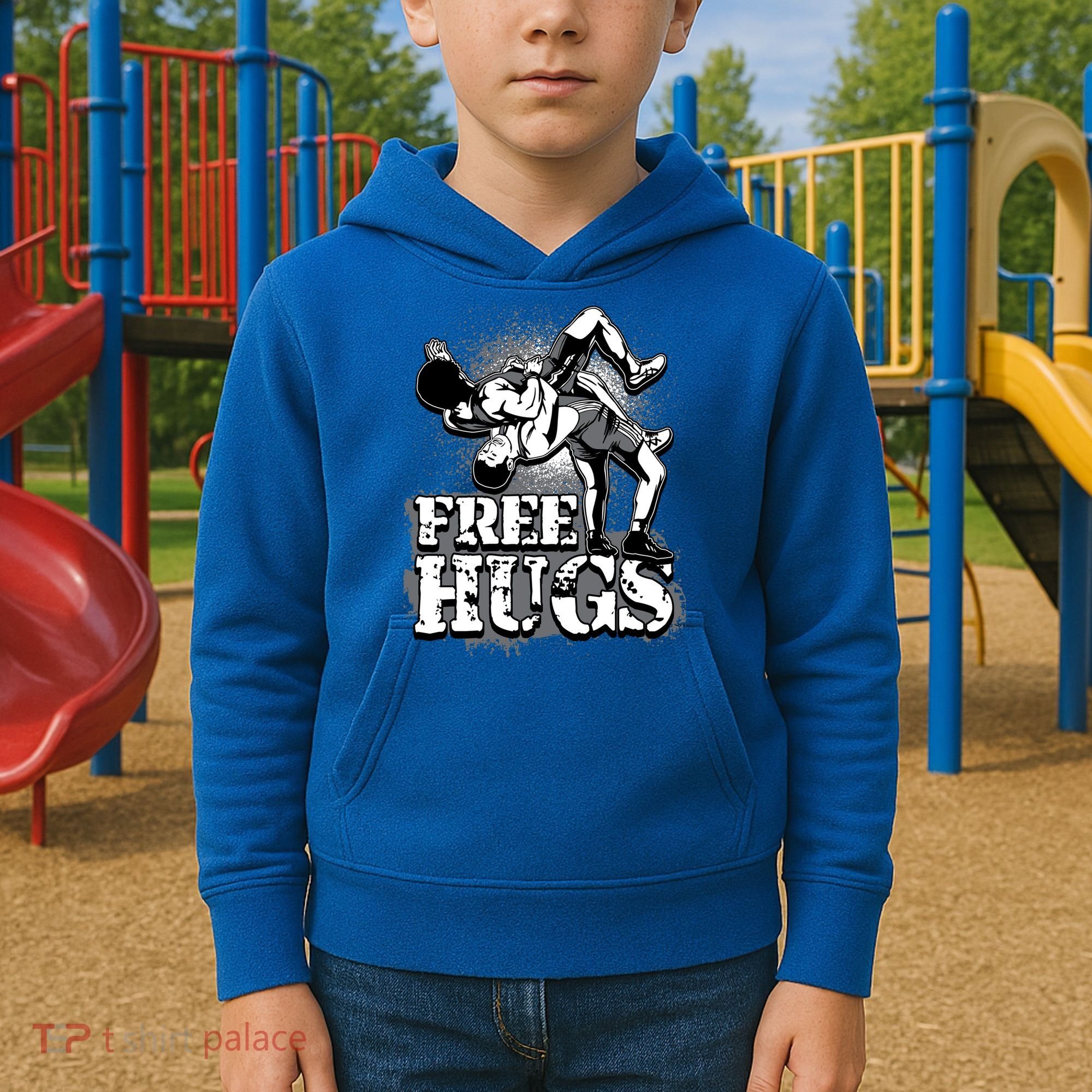 Wrestling Cool Gift Free Hugs Cool Gift Gift Kids Hoodie
