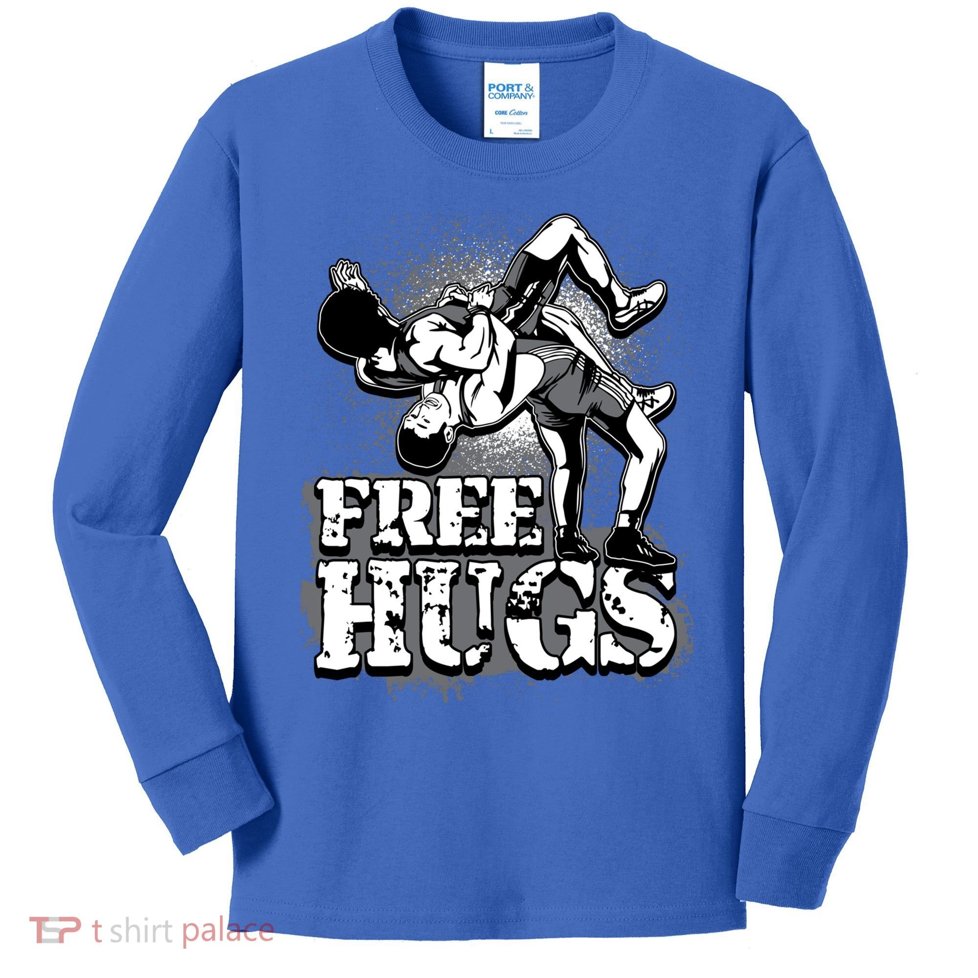 Wrestling Cool Gift Free Hugs Cool Gift Gift Kids Long Sleeve Shirt