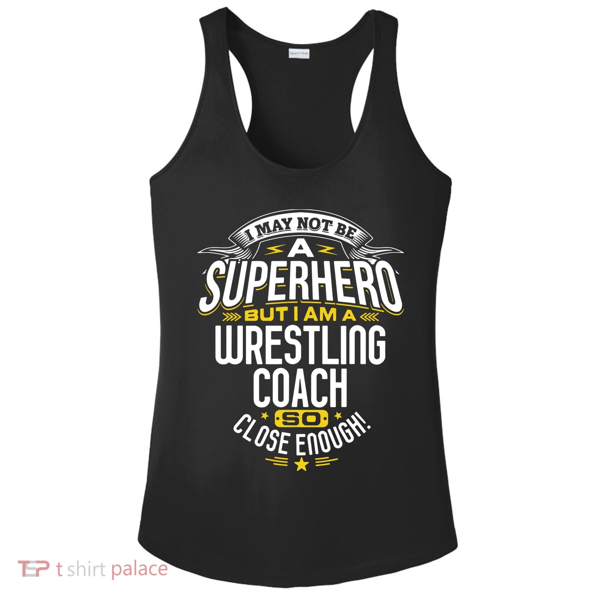 Wrestling Coach Gift Idea Superhero Wrestling Ladies PosiCharge Competitor Racerback Tank