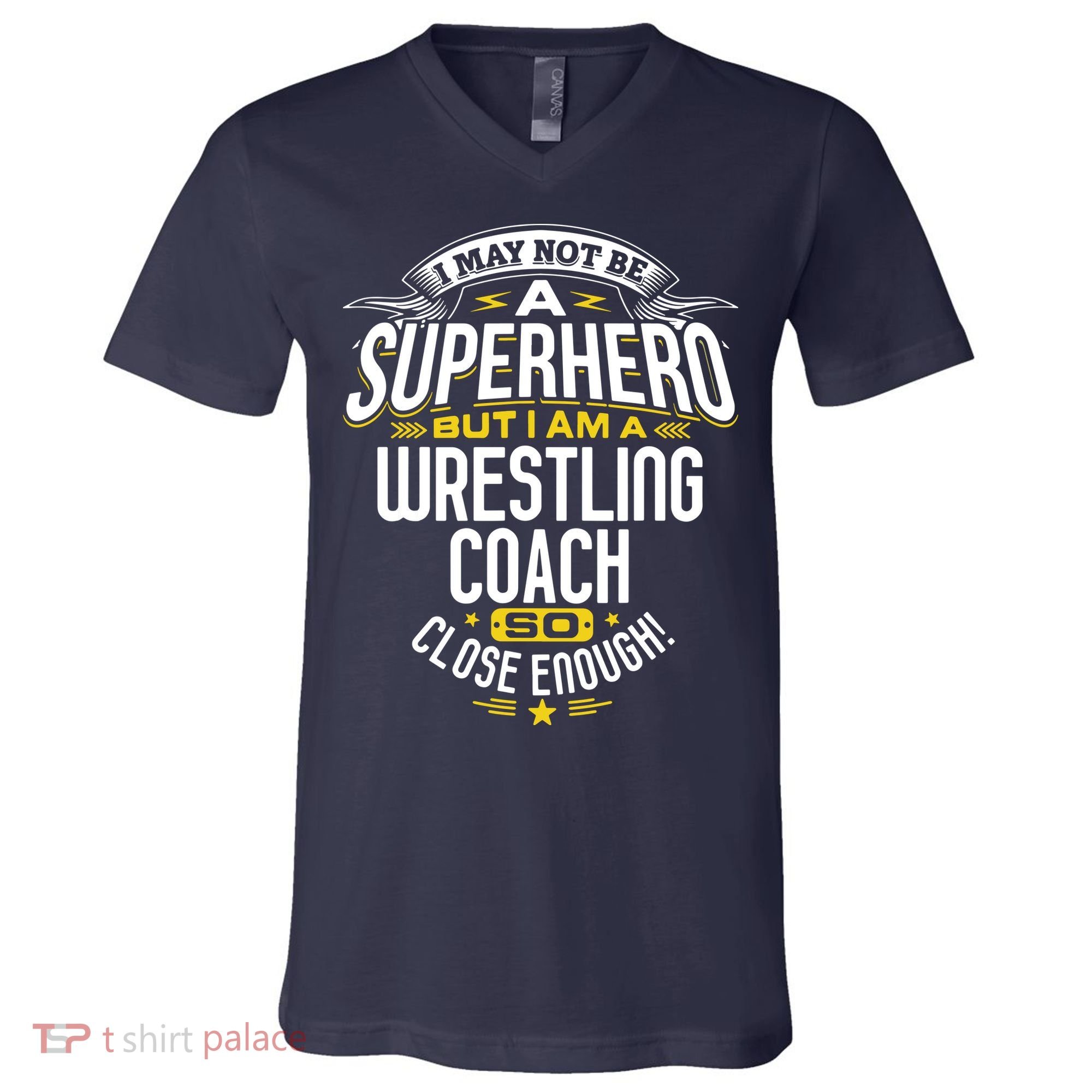Wrestling Coach Gift Idea Superhero Wrestling V-Neck T-Shirt