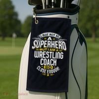 Wrestling Coach Gift Idea Superhero Wrestling Golf Towel thumb 2