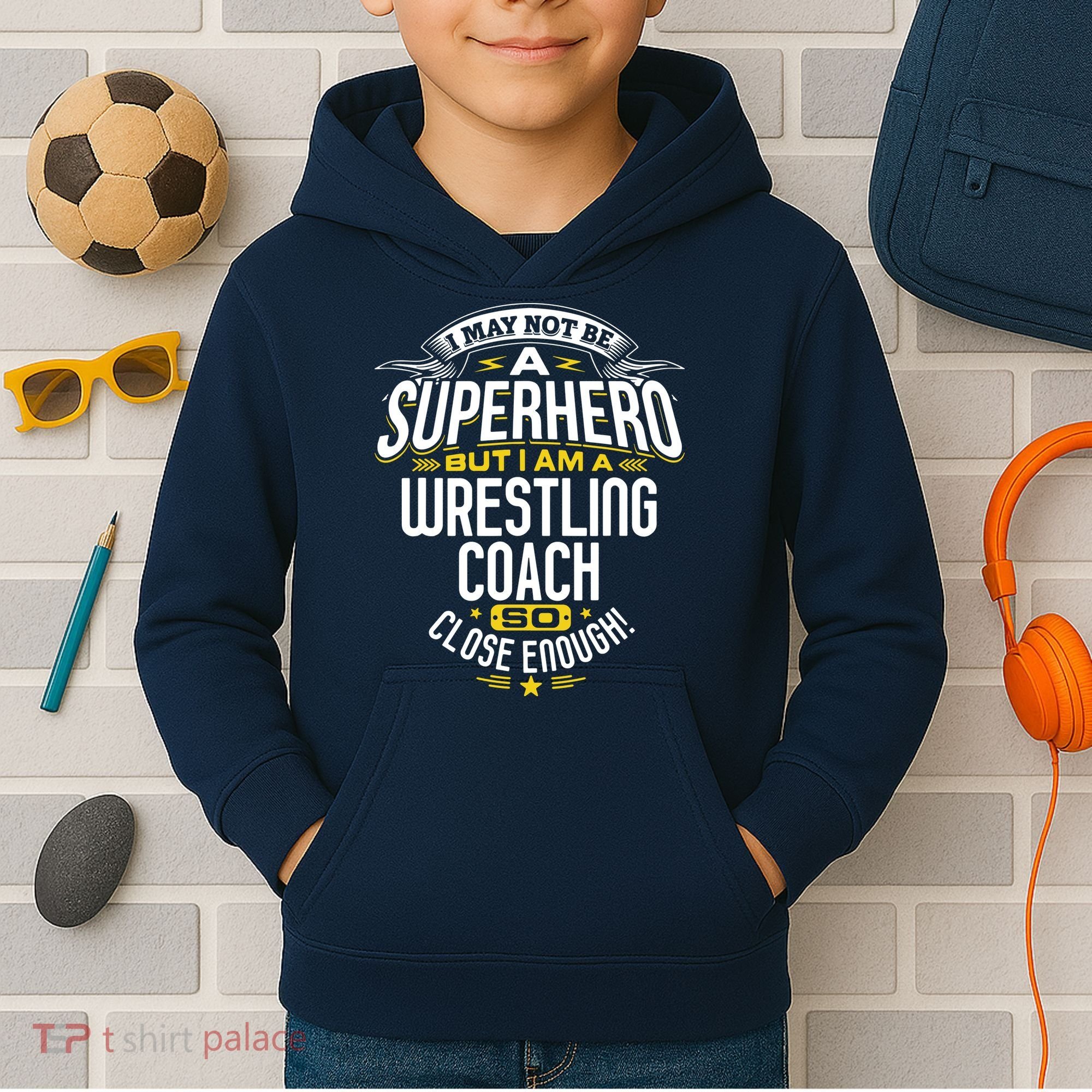 Wrestling Coach Gift Idea Superhero Wrestling Kids Hoodie