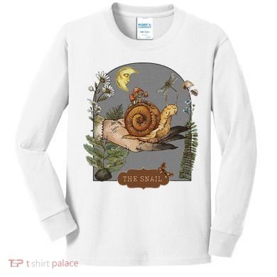 Witchy Cottagecore Goblincore Botanical Aesthetic Snail Kids Long Sleeve Shirt
