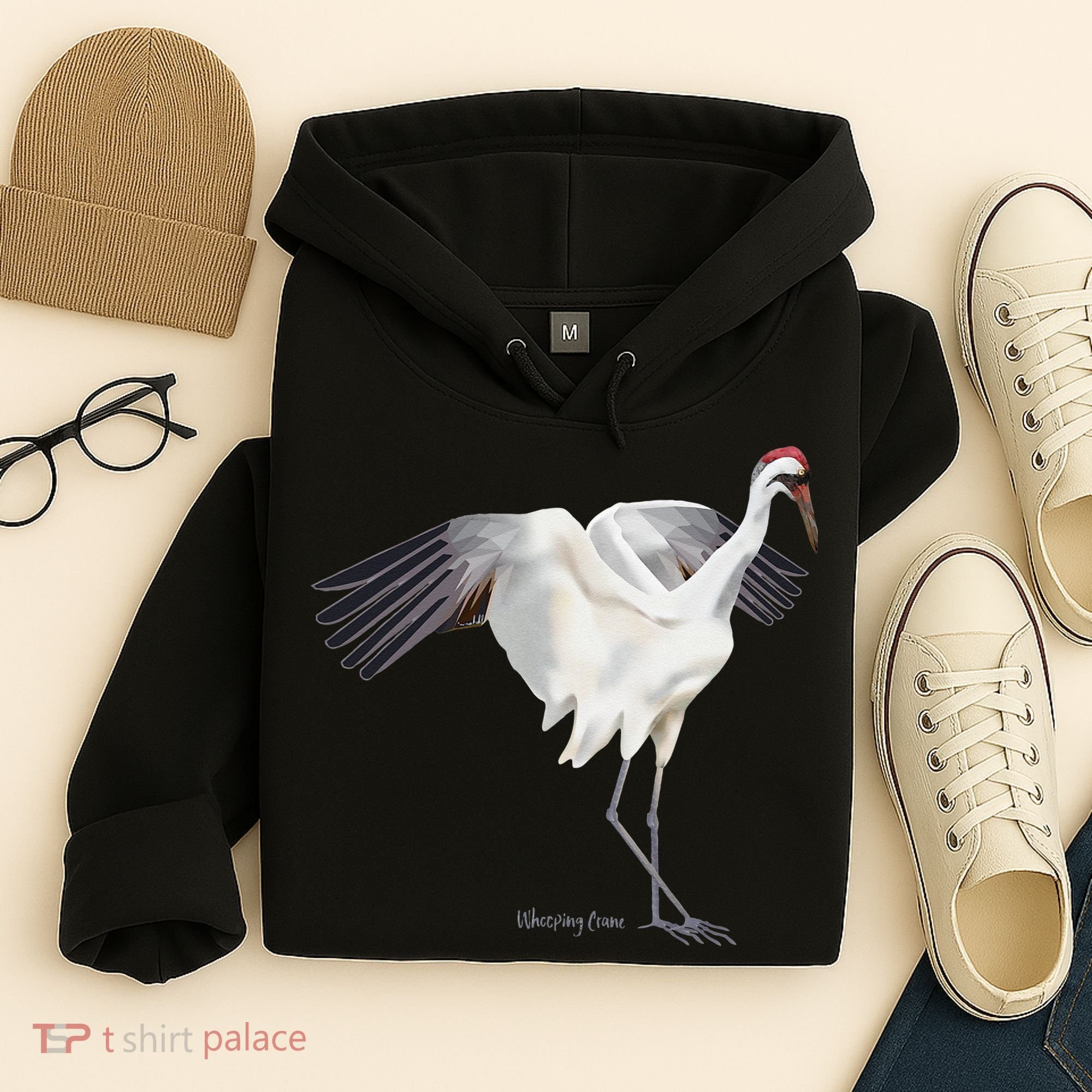 Whooping Crane Graphic Wildlife Bird Watching Hoodie