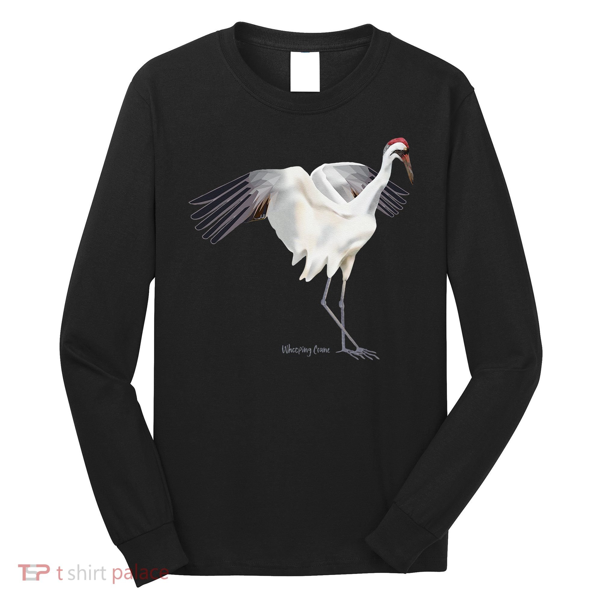 Whooping Crane Graphic Wildlife Bird Watching Long Sleeve Shirt