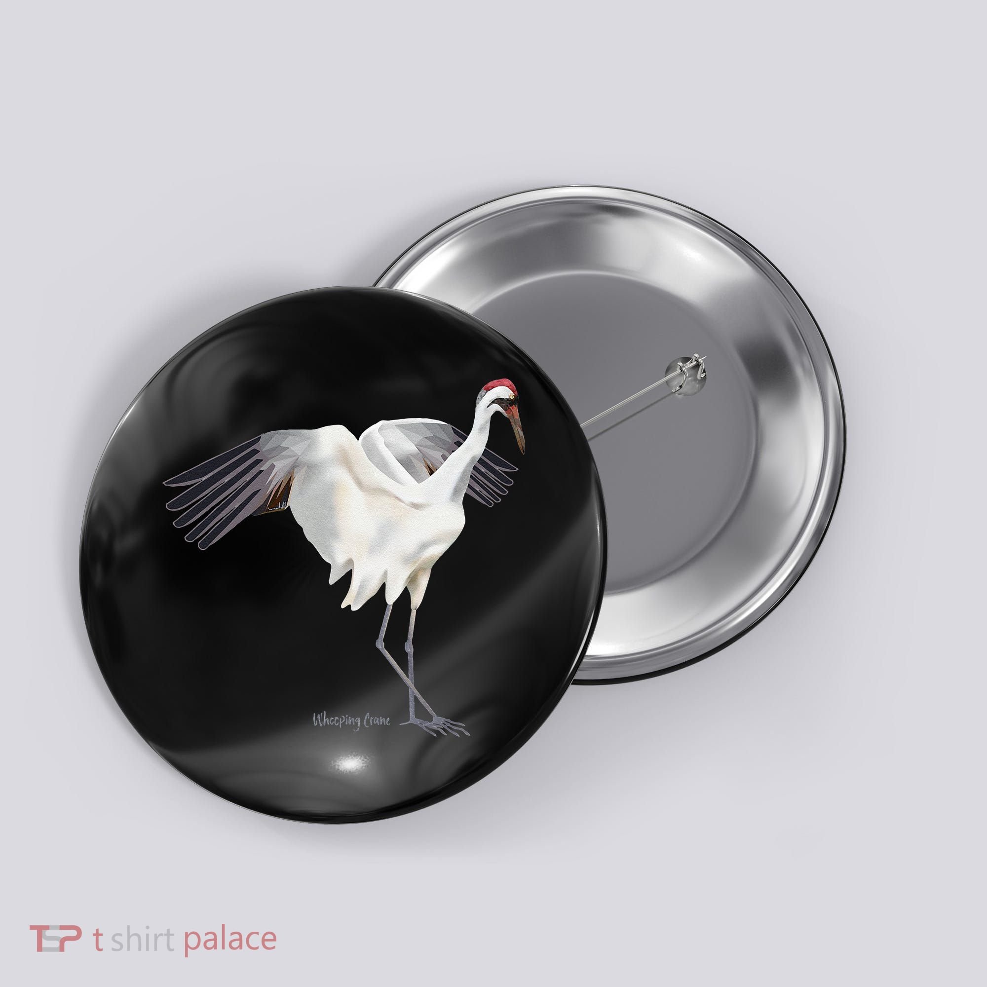 Whooping Crane Graphic Wildlife Bird Watching Button