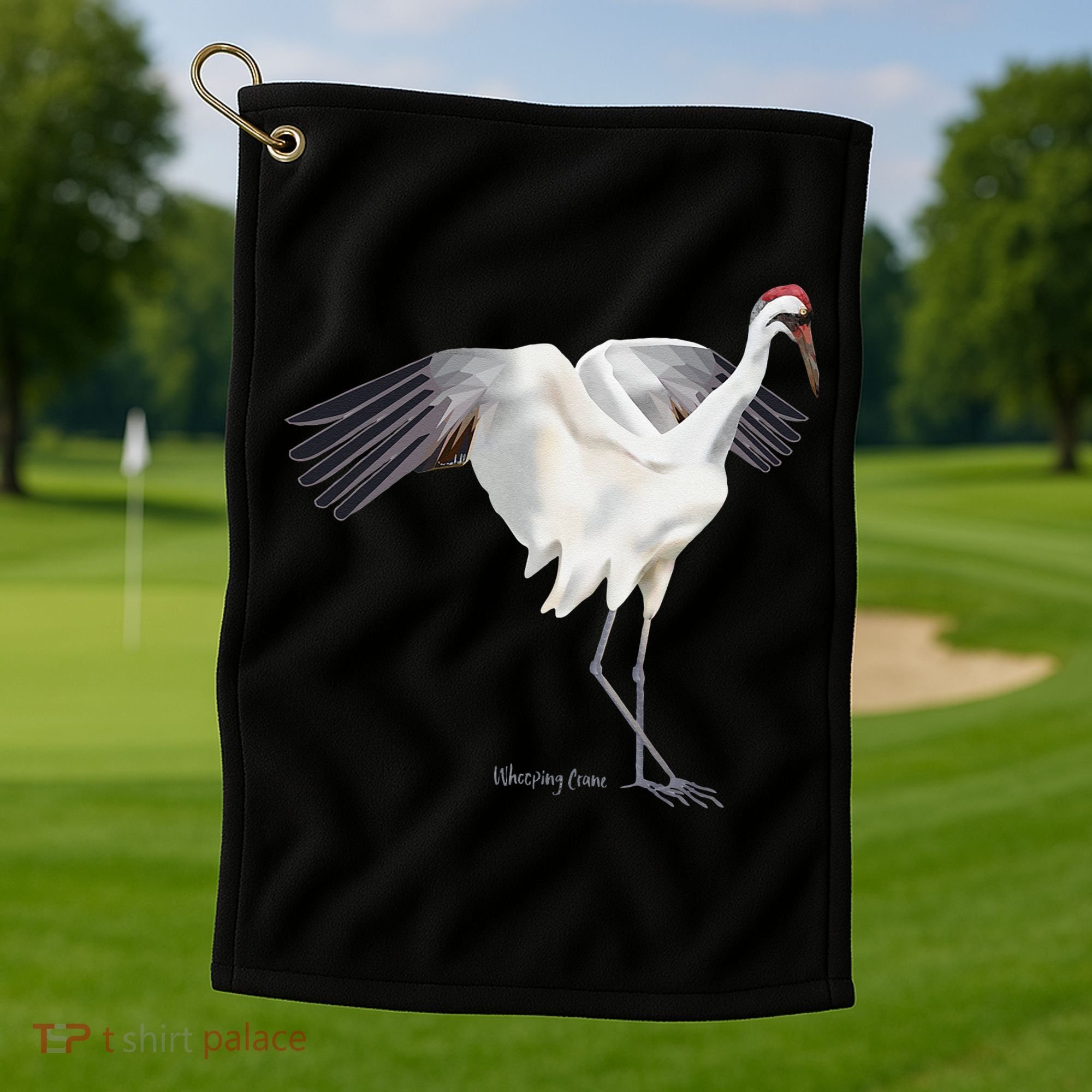 Whooping Crane Graphic Wildlife Bird Watching Golf Towel