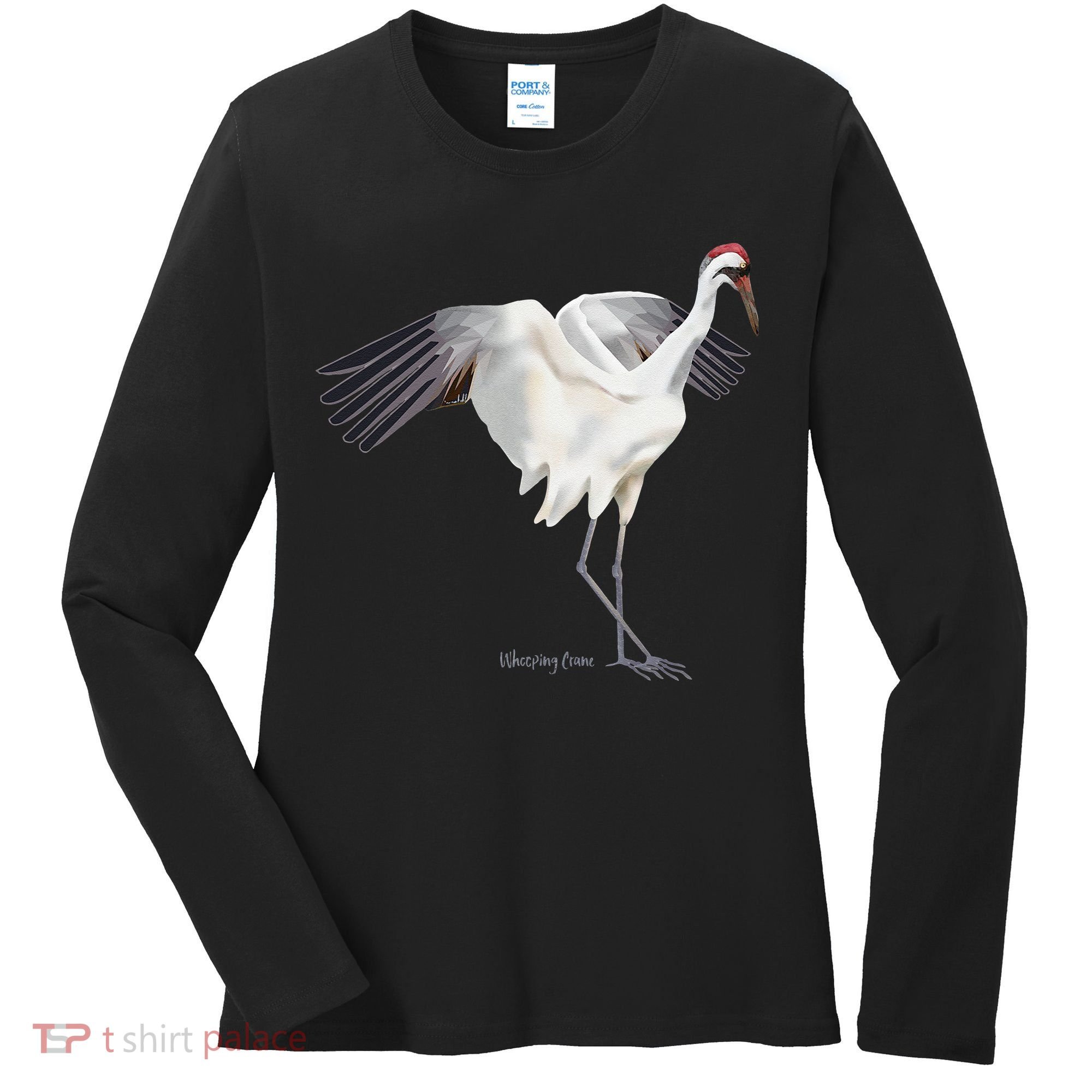 Whooping Crane Graphic Wildlife Bird Watching Women's Long Sleeve Shirt