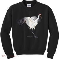 Whooping Crane Graphic Wildlife Bird Watching Kids Sweatshirt thumb 0