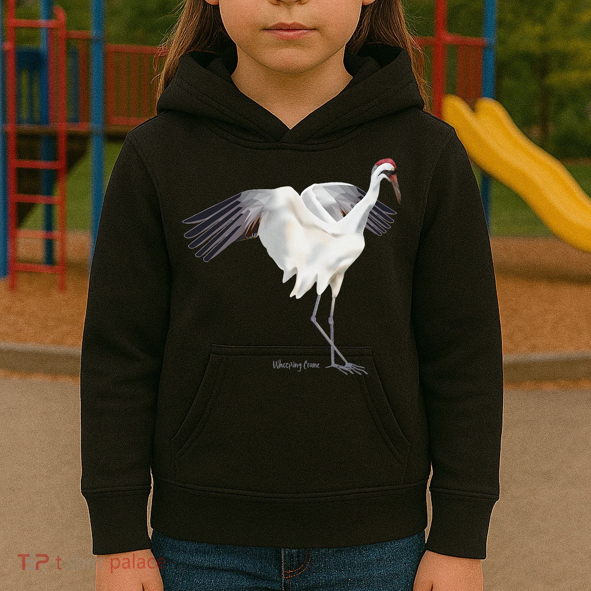 Whooping Crane Graphic Wildlife Bird Watching Kids Hoodie