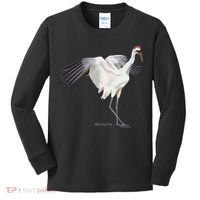 Whooping Crane Graphic Wildlife Bird Watching Kids Long Sleeve Shirt thumb 0