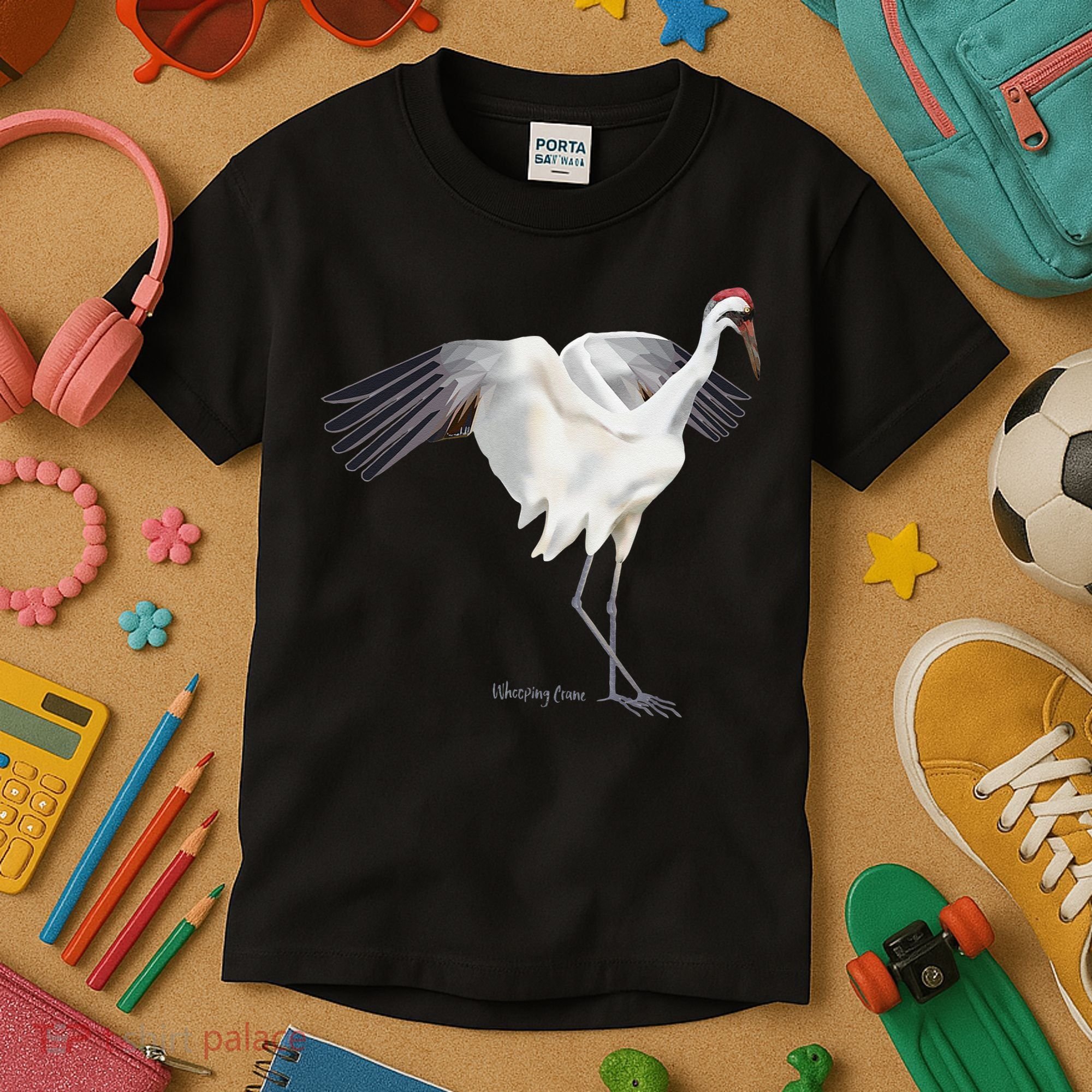 Whooping Crane Graphic Wildlife Bird Watching Kids T-Shirt