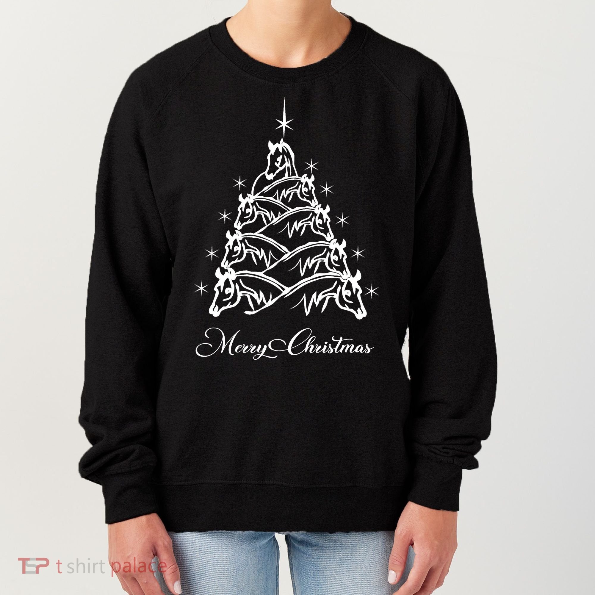 Western Christmas Horse Christmas Tree Equestrian Women's Sweatshirt