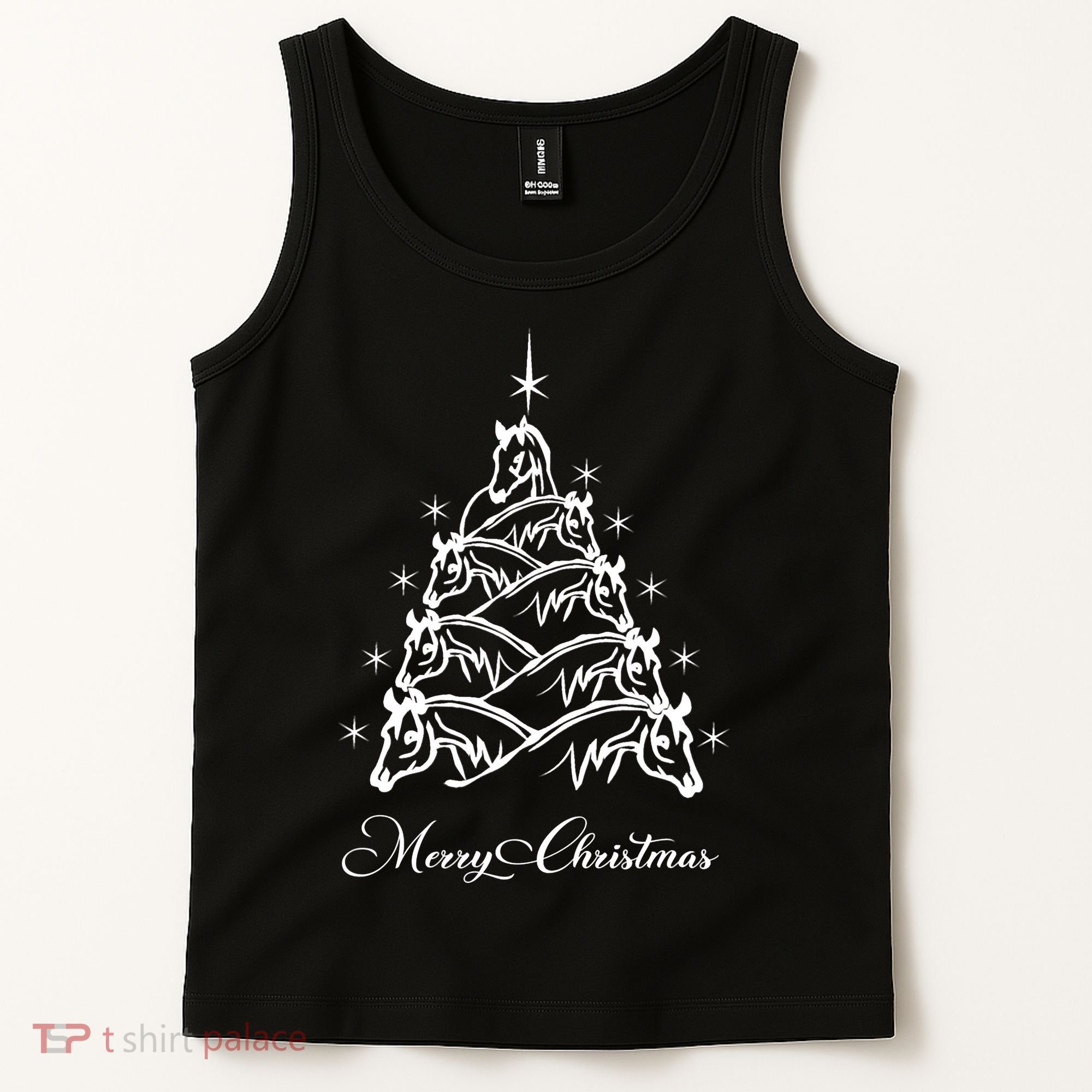 Western Christmas Horse Christmas Tree Equestrian Tank Top
