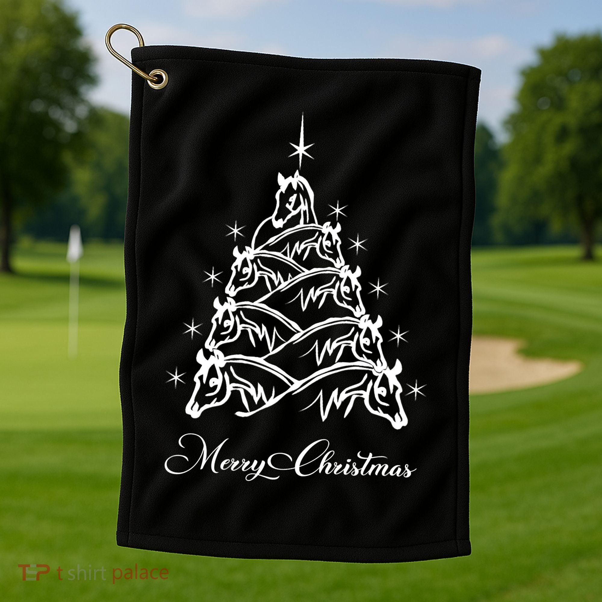 Western Christmas Horse Christmas Tree Equestrian Golf Towel