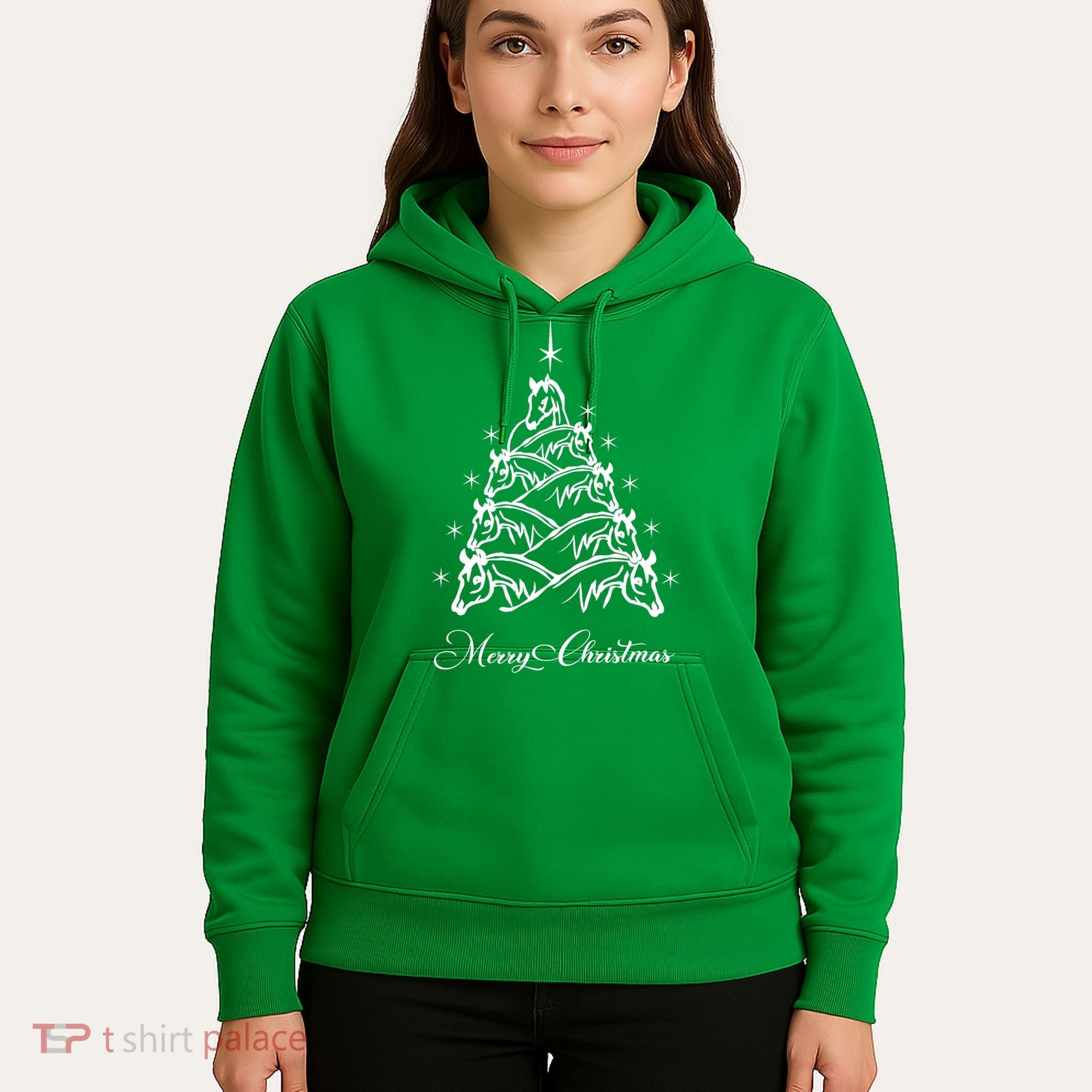 Western Christmas Horse Christmas Tree Equestrian Hoodie