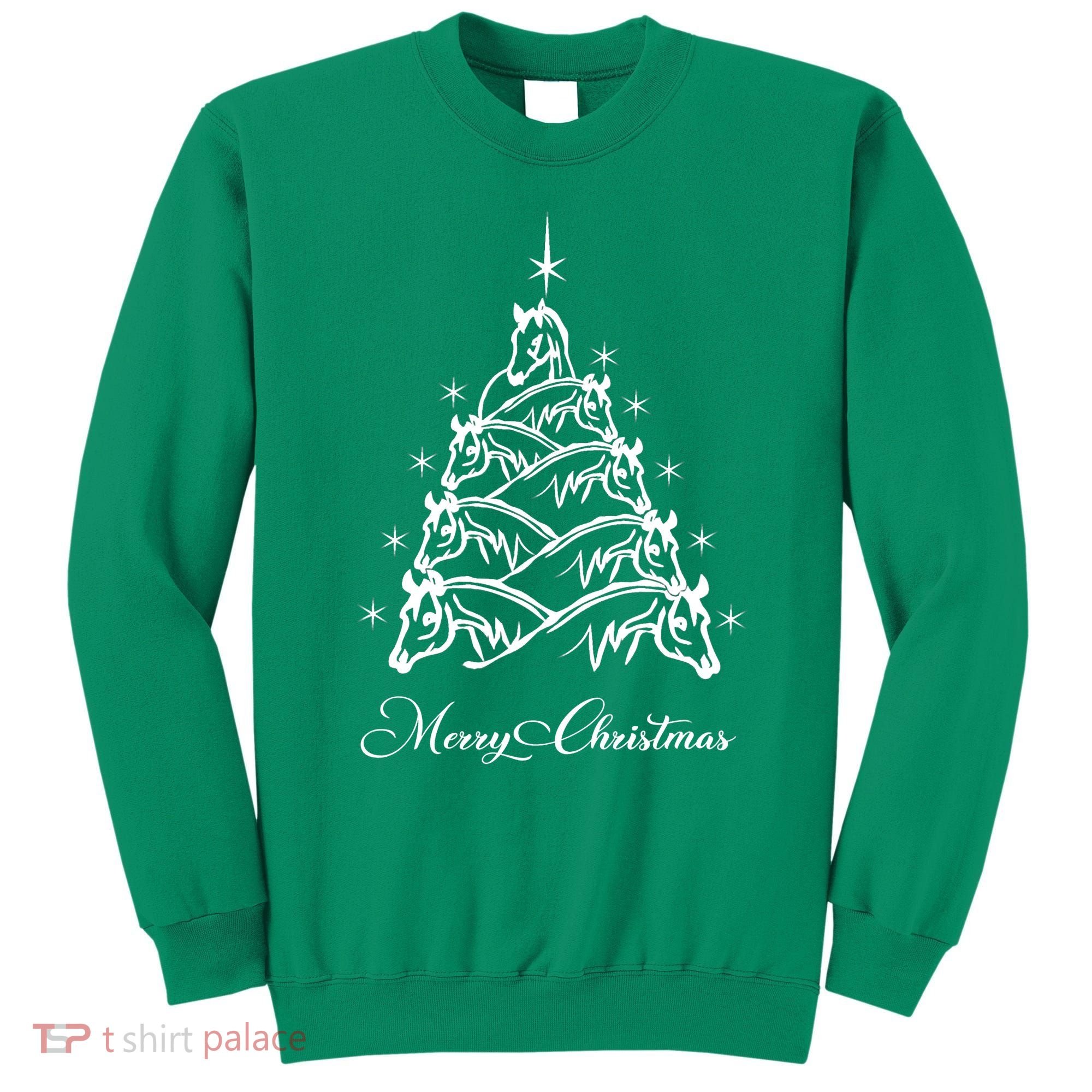 Western Christmas Horse Christmas Tree Equestrian Sweatshirt