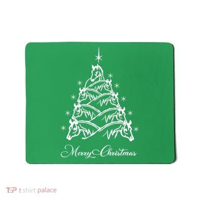 Western Christmas Horse Christmas Tree Equestrian Mousepad