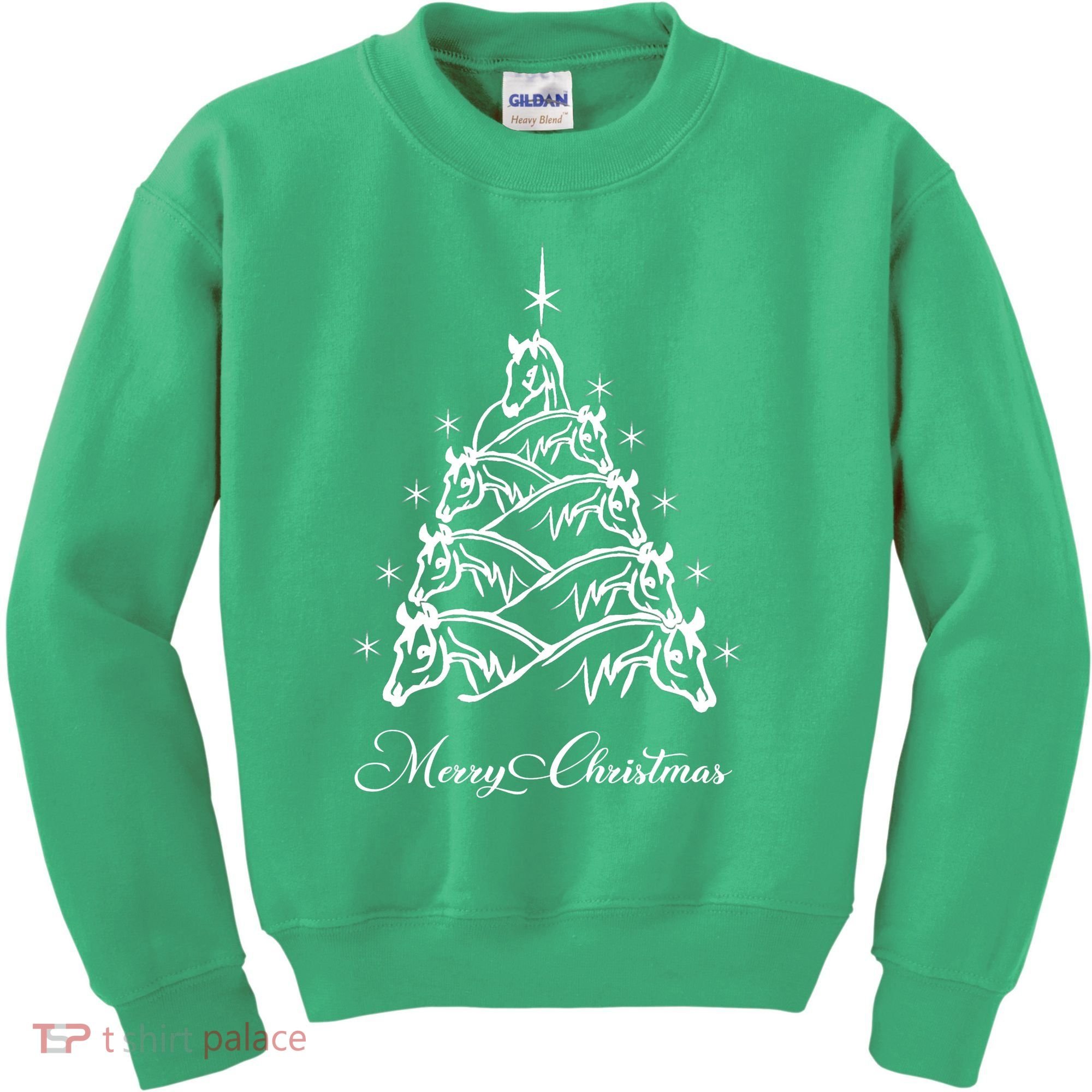 Western Christmas Horse Christmas Tree Equestrian Kids Sweatshirt