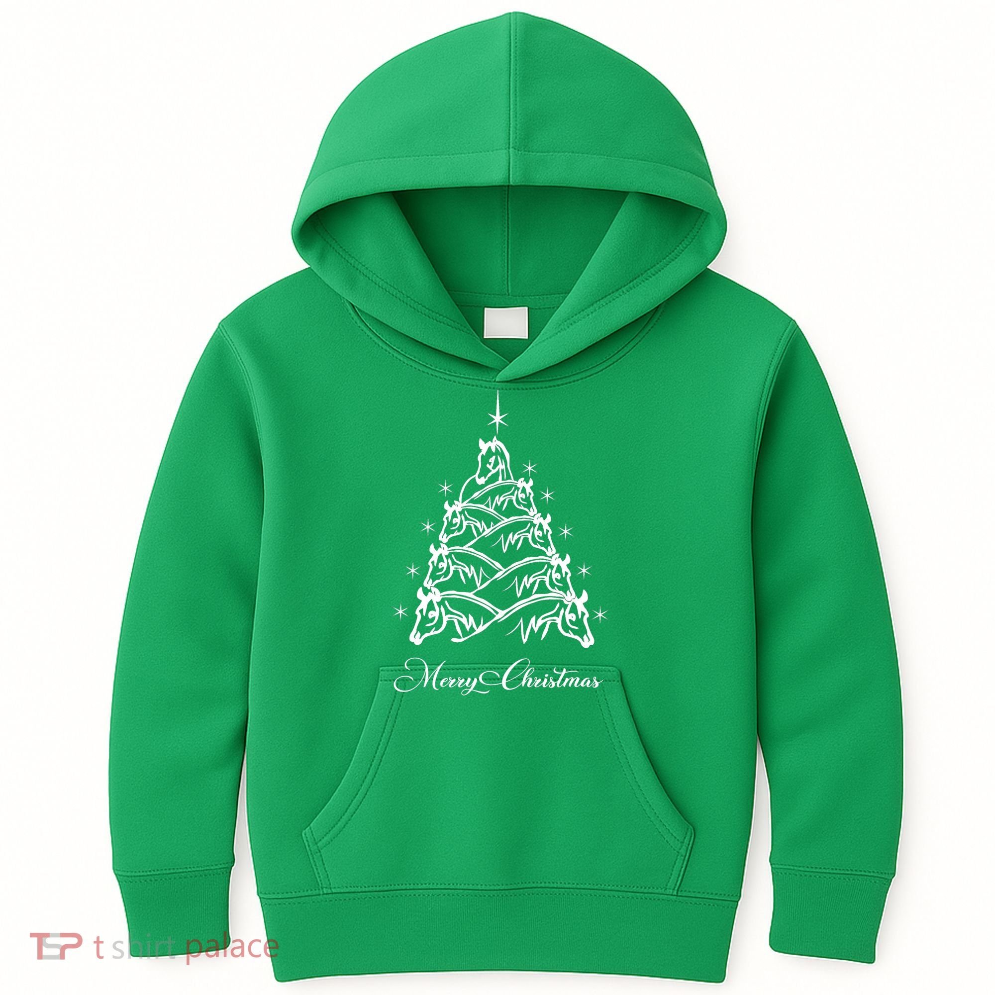 Western Christmas Horse Christmas Tree Equestrian Kids Hoodie