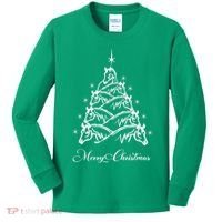 Western Christmas Horse Christmas Tree Equestrian Kids Long Sleeve Shirt thumb 0