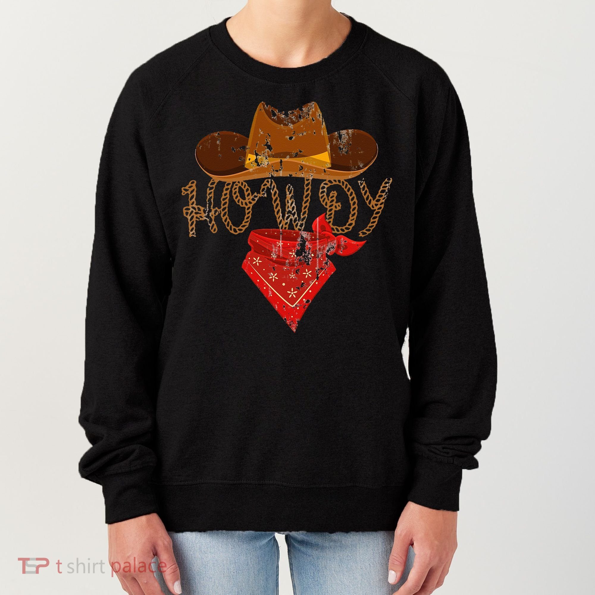 Western Cowboy Howdy Classic Fit Black Polyester & Cotton Women's Sweatshirt