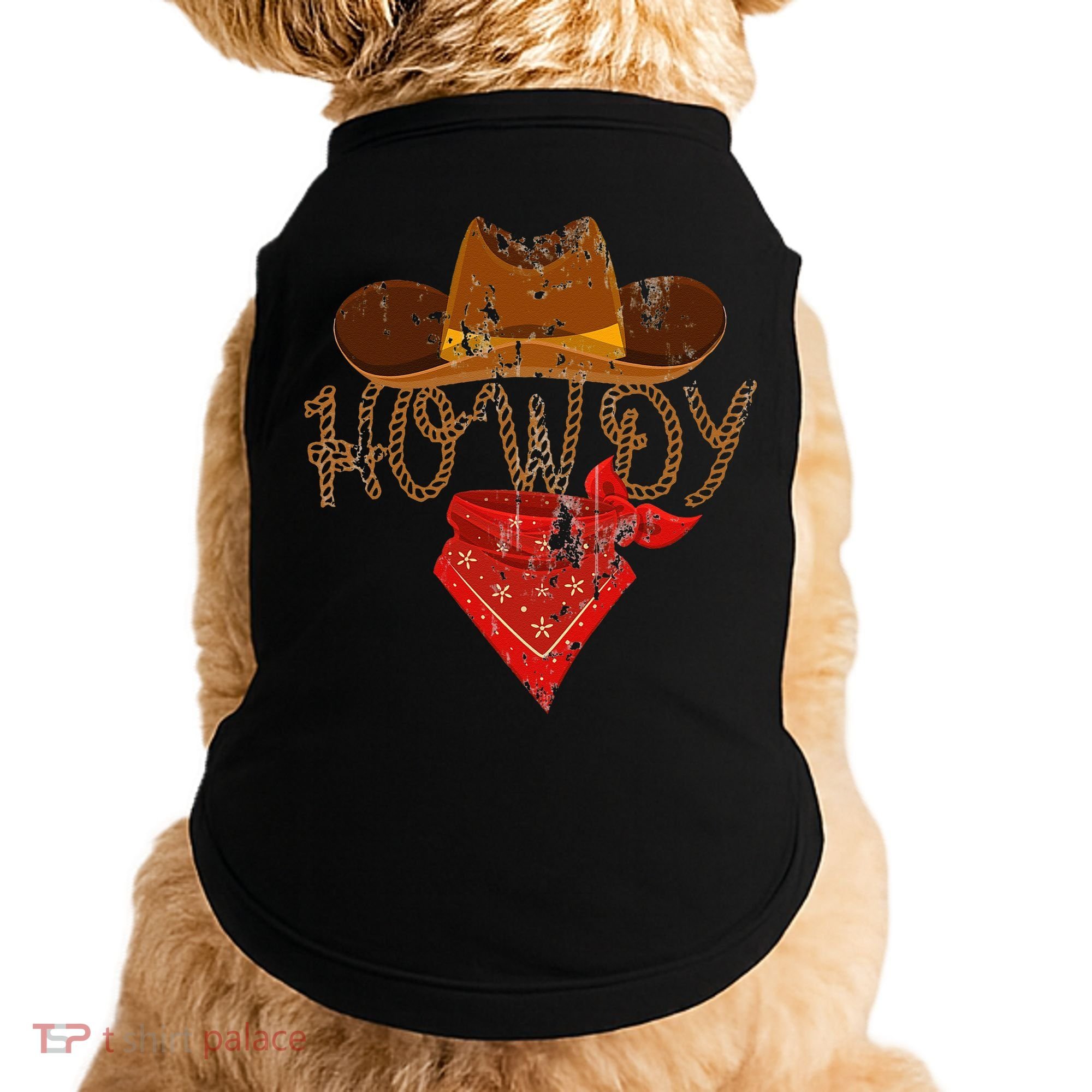 Western Cowboy Howdy Classic Fit Black Polyester & Cotton Doggie Tank