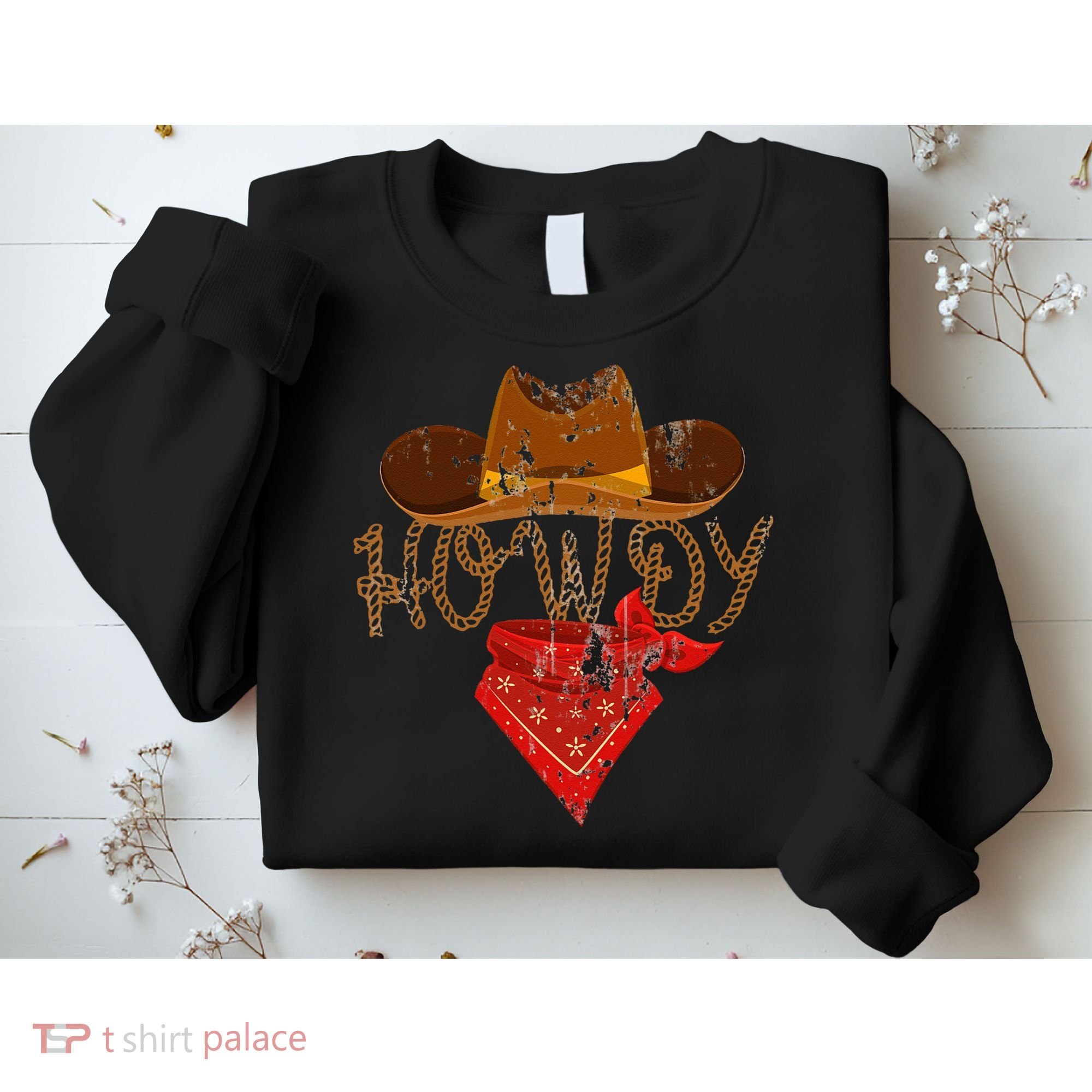 Western Cowboy Howdy Classic Fit Black Polyester & Cotton Sweatshirt