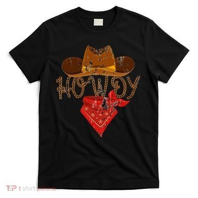 Western Cowboy Howdy Classic Fit Black Polyester & Cotton T-Shirt