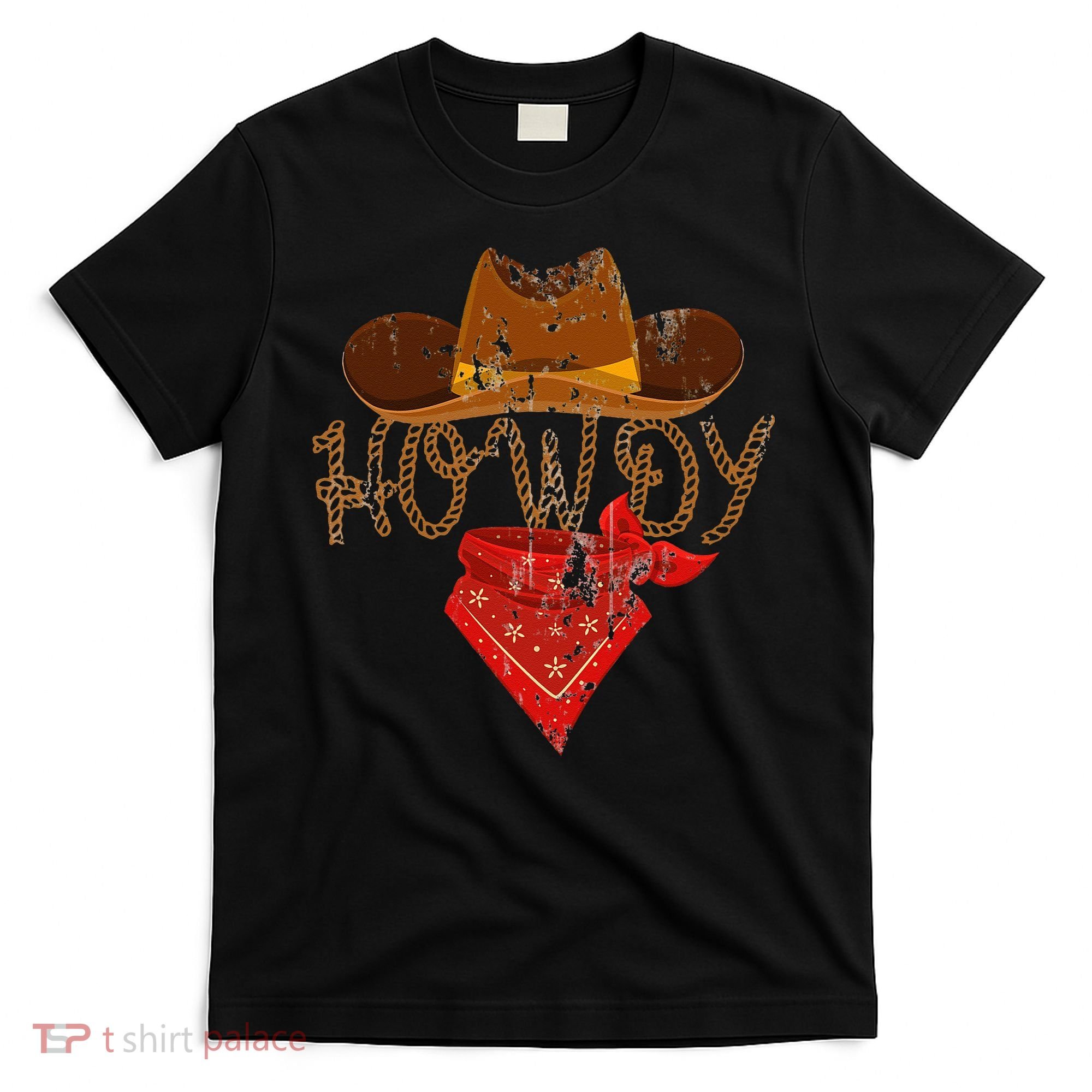 Western Cowboy Howdy Classic Fit Black Polyester & Cotton T-Shirt