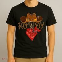 Western Cowboy Howdy Classic Fit Black Polyester & Cotton T-Shirt thumb 3
