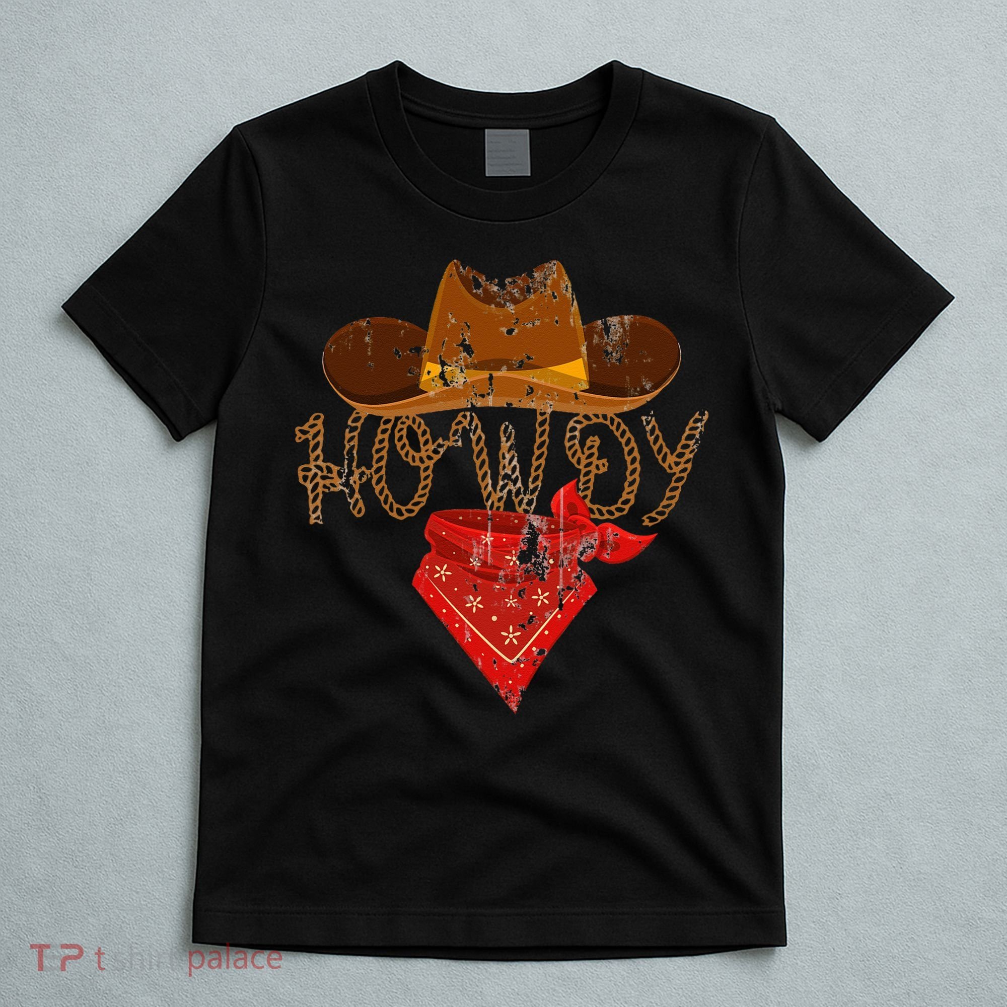 Western Cowboy Howdy Classic Fit Black Polyester & Cotton T-Shirt