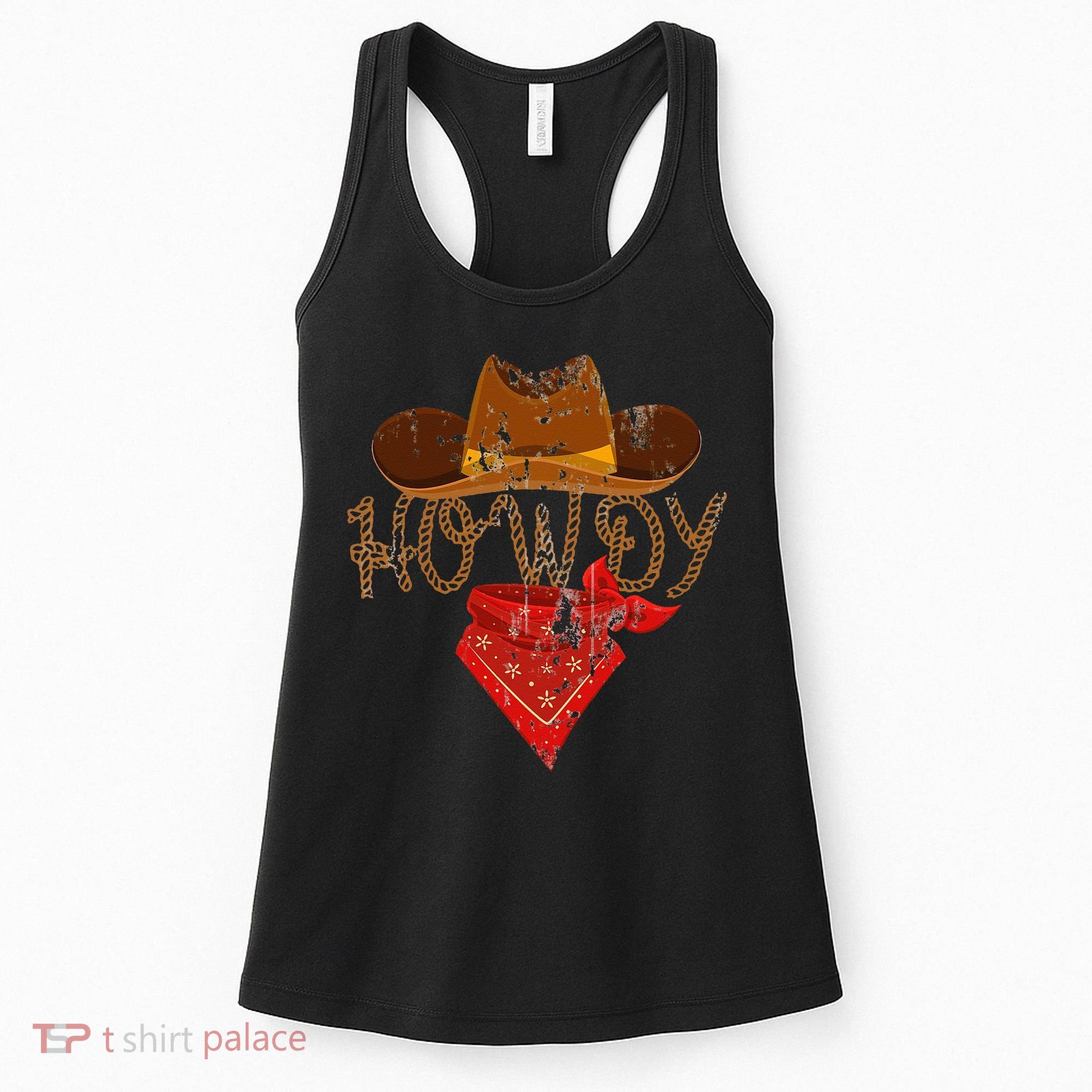 Western Cowboy Howdy Classic Fit Black Polyester & Cotton Women's Tank Top