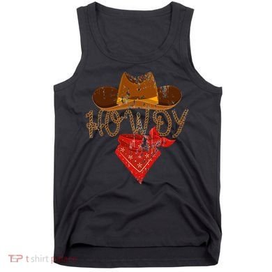 Western Cowboy Howdy Classic Fit Black Polyester & Cotton Tank Top