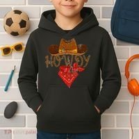 Western Cowboy Howdy Classic Fit Black Polyester & Cotton Kids Hoodie thumb 2