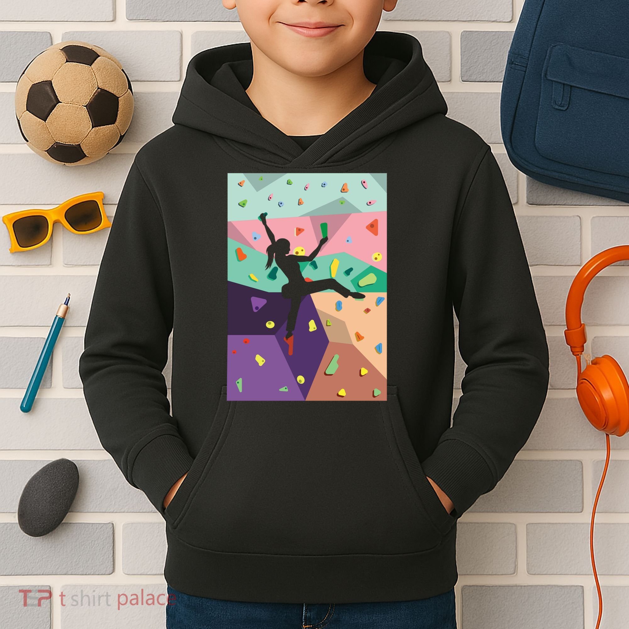 Wall Climbing Indoor Rock Climbers Action Sports Alpinism Gift Kids Hoodie