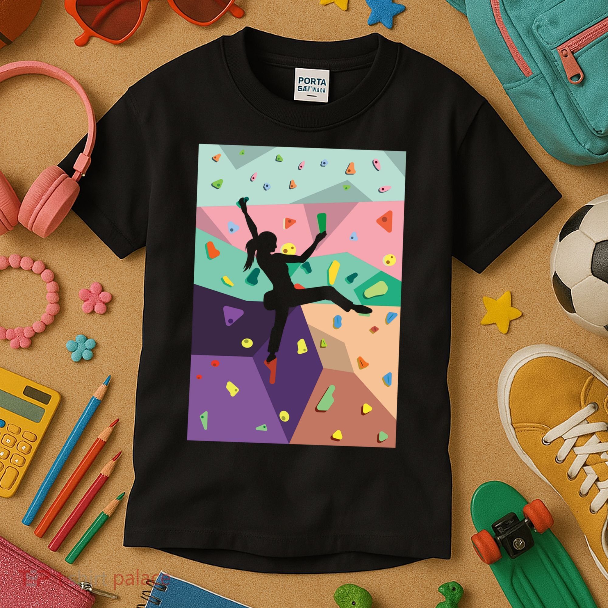 Wall Climbing Indoor Rock Climbers Action Sports Alpinism Gift Kids T-Shirt