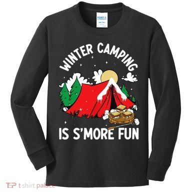 Winter Camping Is SMore Fun Smore Lover Campfire Vibes Camp Kids Long Sleeve Shirt