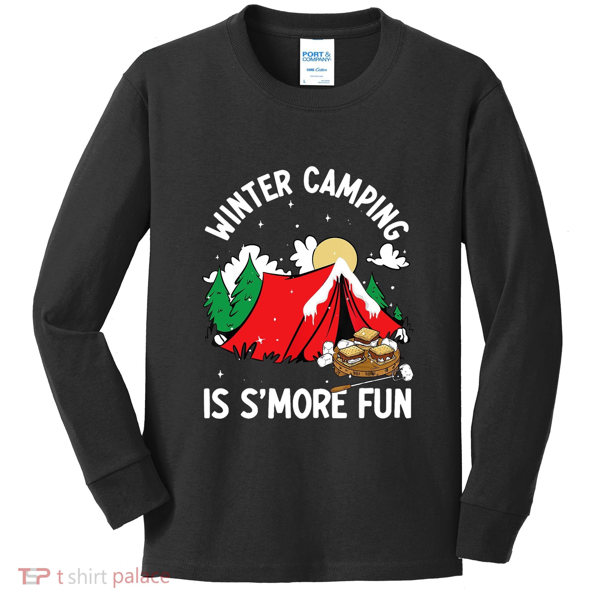 Winter Camping Is SMore Fun Smore Lover Campfire Vibes Camp Kids Long Sleeve Shirt