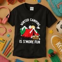 Winter Camping Is SMore Fun Smore Lover Campfire Vibes Camp Kids T-Shirt thumb 3