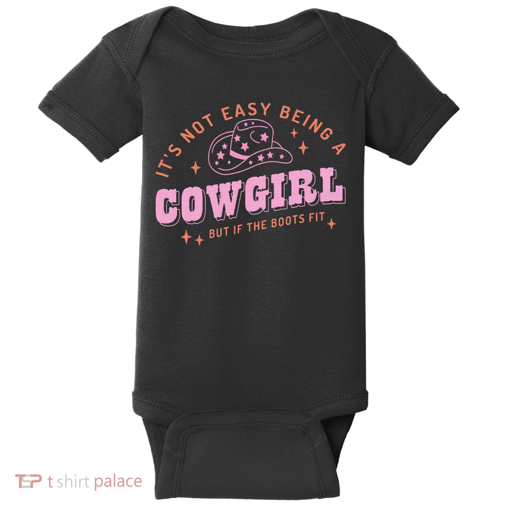 Western Country It's Not Easy Being A Cow Floral Hat Baby Bodysuit