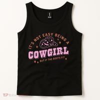 Western Country It's Not Easy Being A Cow Floral Hat Tank Top thumb 2