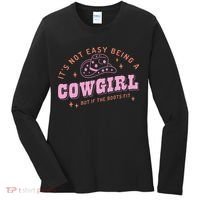 Western Country It's Not Easy Being A Cow Floral Hat Women's Long Sleeve Shirt thumb 0