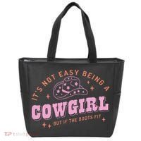 Western Country It's Not Easy Being A Cow Floral Hat Tote Bag thumb 0